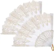 Alipis 2Pcs Vintage Folding Fan Elegant Retro Handheld Dancing Fans with Delicate Pattern for Performances Photography Summer Travel and Classic Design