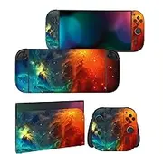 PlayVital Full Set Protective Skins for Nintendo Switch 2 2025 Console & Joycon, Customized Vinyl Decal Wrap Sticker for Nintendo Switch 2 & Dock & Hand Grips - Orange Star Universe