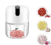 Joyfullife Electric Garlic Chopper 250 ML Portable Mini Food Processor with USB Charging for Onion Ginger Vegetable Fruit Chili Pepper Peanut Spice Meat Baby Food Seasoning (White)