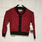 Buffalo David Bitton Boys Knit Sweater Size 4 Red Navy Blue Button Up MSRP $64