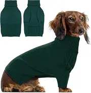 IKIPUKO Dog Sweaters for Large Dogs, Clothes for French Bulldogs, Warm Pullover Doggie Sweater Christmas, Turtleneck Pet Winter Apparel, Large Dog Sweater, Knit Outfit Warm Dog Knitwear Green L