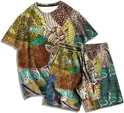 [DSAoTeng] Summer Tracksuit for Men Animal Antelope 3D Printed T-shirt + Shorts Set Casual Two Piece Set Fitness Set Streetwear