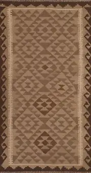 Geometric Kilim Rugs Wool Traditional Kelim Reversible Carpets 4x7 ft