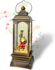 Christmas Snow Globes, Santa Claus Scene Snow Globes with Spinning Dog, Glitteri