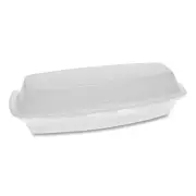 Pactiv Food Storage Container 2"Hx7.25"Wx3"L Lock Hot Dog Hinged White Insulated