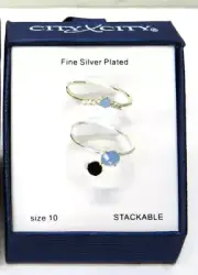 City by City Stackable SET of 2 Rings Size: 10 Fine Silver Plated
