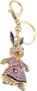 [WESIEVYA] Rabbit Keychain Piggy Hay Bunny Key Car Key Holder Key Rings for Car Keys Rat Feeder Figurines Bags Rabbit-shape Hanging Decor Buns The Pendant Plush Rabbits Cute Metal Blue