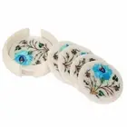 Marble Cup Mat , 4.5 Inches Tea Coaster Set , Beautiful Art Coaster Set for Home