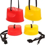 LUOZZY 2 Pairs of Kids Stilts Toy Kindergarten Stepper Toy Children Interactive Balance Toy for Training Strength - Red + Yellow