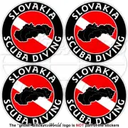 SLOVAKIA SCUBA DIVING Flag-Slovakian Map Shape Circular Stickers, Decals 50mm x4