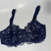 Victoria's Secret Dream Angel Push Up Bra No Padding Sz 38DD Navy & Silver NWT