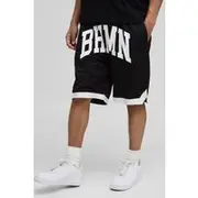 Mens Black BHMN Mid Length Mesh Basketball Shorts
