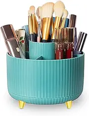 Makeup Brushes Organizer,Cosmetic Storager,360° Rotating Desktop Makeup Tools Holder,Portable Lipstick Organiser,Storage Stand for Cosmetic Pen or Eyeliner (Blue)