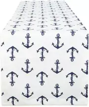1 Fabric Outdoor Printed Table Runner(14" x 72") NAUTICAL, BLUE ANCHORS, DII
