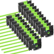 TZeMQG35 TZMQG35 Label Tape White on Lime Green For Brother P-Touch 12mm 20Packs