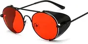 [HAOMAO] Round Metal Steampunk Sunglasses For Men And Women Vintage Anti-Reflective Uv400 Sun Glasses For Driving