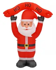 First Traditions 7' Red Inflatable Blow Up Santa With 3 Warm White LED Lights