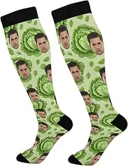 [Caihoyu] Custom Face Compression Socks Women Compression Sock 15-20 mmHg for Nurses, Pregnancy, Flying, Running,Travel