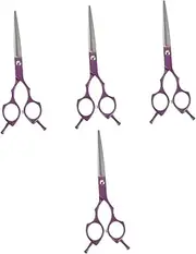 4pcs Professional Barber Scissors 6.5-inch Barber Scissors ([6.5-inch] Flat Cut) Shear Stylist Hair Barbers Clipper Razor Trimmer Cutter Comb Trimming Foil Shavers Stainless Steel