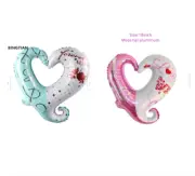 White - Pink - Teal Heart Shaped Valentines Day Balloon (I Love You)