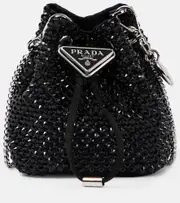 [Prada] Prada Mini embellished satin bucket bag One Size black