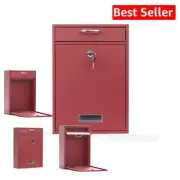 Secure Locking Dropbox Mailbox - Weather-Resistant Red Galvanized Steel Design