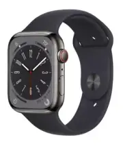 Apple Watch Series 8 45mm Graphite Stainless Steel Case/Midnight Sport Band.