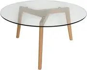 SK Designer Living Stad Round Glass Coffee Table - Natural