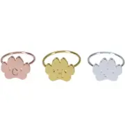 Pendantify Personalized Paw Shaped Initial Ring | Custom Letter Engraved Ring