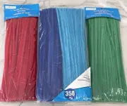 500+ Red Green Blue 12" Long x 1/4" 6mm Wired Pipe Cleaners Craft Chenille Stems