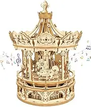 Surplex Carousel Woode Puzzles, 3-D Music Box Jigsaws Model Kits, Laser Cut - Complex Building Models, Development of Mental Toys, for Adults Teens and Children, Romantic Couple Gift