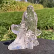TOP! 0.26kg Carved Natural Clear Quartz Death Skull Crystal Reiki Halloween gift