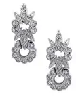 NINA Swarovski Crystal Floral Drop Earrings Silvertone