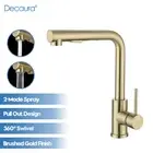 Decaura Brushe Gold Kitchen Mixer Tap Pull out 2-Mode Sprayer Sink Faucet