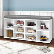 Artiss Shoe Rack Bench, Wood Storage Cabinet Organiser Benches Seat Drawers Shelf Organizer Home Decor Indoor Outdoor Bedroom Hallway Furniture, Durable and Strong White