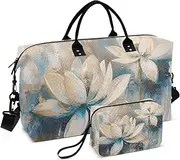 [YXYZRMY] Travel Duffel Bag Abstruct Floral Art White Gym Bag Sports Tote Bag with Multiple Interior Pockets Shoulder Weekender Bag for Women Men with Toiletry Bag 20.5”x 7.9”x 13.8, Multi-Colored, one