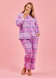 [Taking Shape] Taking Shape Flannelette Check Pyjama Pant Size 16 in Check, Cotton - Plus Size Women's Sleepwear Check
