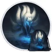 Animal Art Divine Within God Wolf Round Beach Towel