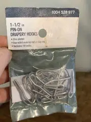 Home Depot 1 Package Of 14 1 1/2 In HEAVY DUTY PIN ON DRAPERY HOOKS Zinc Plated