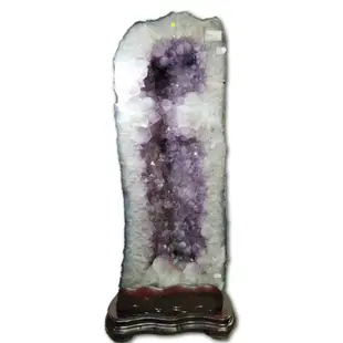 古緣居 巴西天然紫水晶洞 +實木底座(38.55公斤)