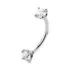 14K White Gold With Natural Diamonds Curved Barbell Eyebrow Lip Rook Daith 16G