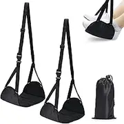 ACEmedia Airplane Foot Rest,2 Sets Portable Travel Footrest Flight Carry-On Foot Rest Adjustable Height Foot Rest Travel Accessories Footrests Hammock,Black