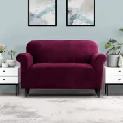 2 Seater Artiss Sofa Cover Couch Covers Velvet Ruby Red