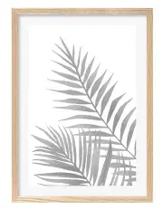 [Profile Australia] Australian Made Watercolour Palm Leaves Black Art Print A3 in Natural Frame