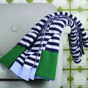 Orla Kiely Bedroom Throw Blanket Stripe Jacquard Wool Flower Dark Grey 200x150cm
