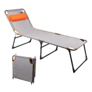 Adjustable Portable Camping Cot for Adults, Folding Beach Chair, 4-Position