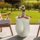 Wisfor Concrete Side Table Geometric Coffee Table U-shaped Nightstand Yard Decor