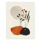 Rocks And Wild Flowers Bright Boho Japandi Style Wall Art Poster Print