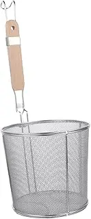 GOOHOCHY 1pc Stainless Steel Noodle Colander with Long Handle Mesh Strainer Spoon for Kitchen for Families and Restaurants Deep Basket Design