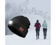 Bluetooth Beanie Hat Rechargeable Music Built-in Speakers for Men Women Black